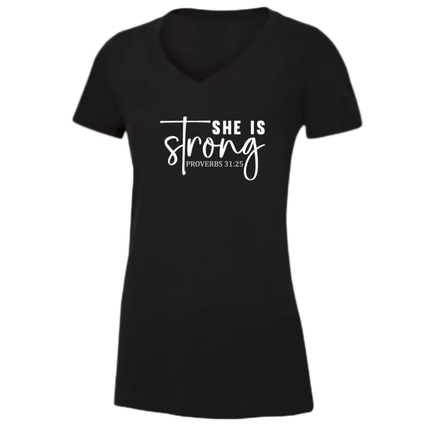 She Is Strong Ladies V-neck